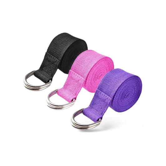 Adjustable yoga strap with D-ring 